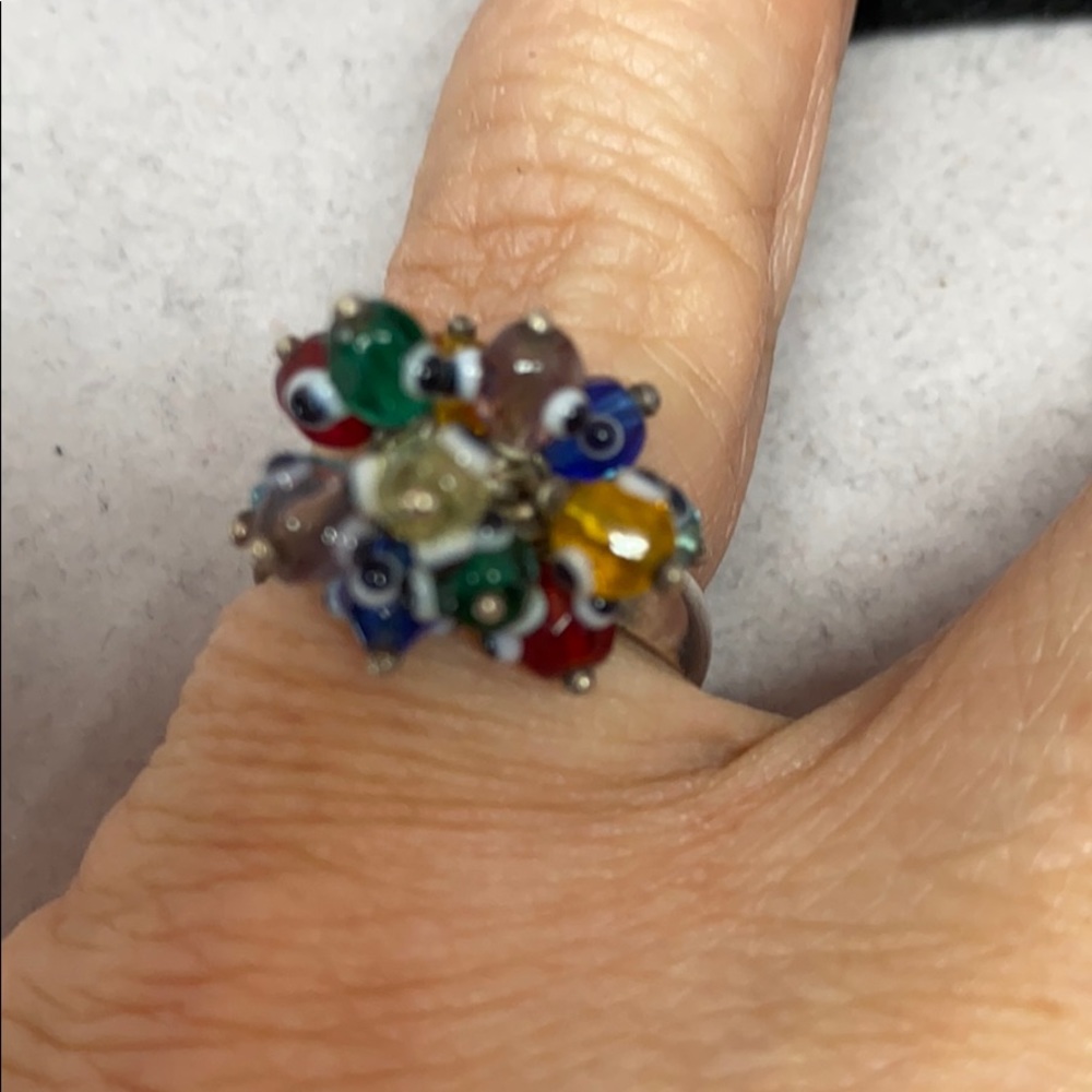 Sterling silver and glass bead ring - Picture 2 of 7